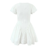 Purpdrank  Sweet Cute White Mini Dress For Pretty Girl Elegant A-line Bow V Neck Summer Dresses Party Robe Vacation Vestidos 2025