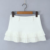 Purpdrank  3 colors Y2K Solid White Package Hips Spliced Pleated Mini Skirt Sexy Low Waist Short Skater Skirts With Shorts Lining