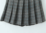 Purpdrank  Women Side Zipper Waist Plaid Tweed Mini Pleated Skirt The Spice Girls Ruched Hem A-line Short Skirts with Shorts lining