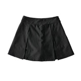 Purpdrank  Women High Waist Front Slit Mini Skirt American Vintage All-match Package Hips Pleated Skirts Side Zipper With Shorts Underwear
