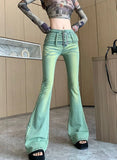 Purpdrank  Bell Bottom Trousers High Waist Shot Womens Flared Jeans South Korea Streetwear On Sale 2025 Quality R Xxl Denim Pants for Women