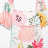 Purpdrank  Summer New Women's Fashion and Elegance Slim Fit Versatile Printed Embroidered Square Neck Dress