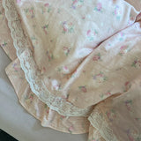 Purpdrank  French Floral Ruffles Princess Bedding Set Double Layer Yarn Pure Cotton Duvet Cover Set Pillowcases Flat/Fitted Bed Sheet 4Pcs