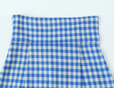 Purpdrank  Fashion Women Blue Plaid Slit High Waist Skirt Women Side Zipper Package Hips A-line Short Skirts Femme