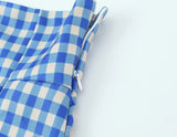 Purpdrank  Fashion Women Blue Plaid Slit High Waist Skirt Women Side Zipper Package Hips A-line Short Skirts Femme