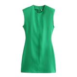 Purpdrank  Spring New Women's Fashion and Elegance Slim Fit Versatile Round Neck Sleeveless Dress