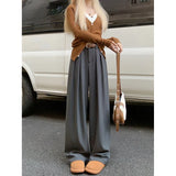 Purpdrank  High Quality Wide Leg Pants Women Streetwear Black Baggy Suit Pants Summer Korean High Waist Casual All Match Straight Trousers