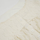 Purpdrank  See Through Lace A-Line T Shirt Casual Loose Square Collar Short Puff Sleeve Tees Women 2025 Summer Fashion Streetwear