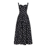 Purpdrank  Holiday Polka Dot A-Line Dress Slim-Fitting Slash Neck Sleeveless Maxi Dresses For Women Summer Elegant Fashion Streetwear