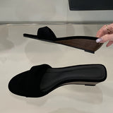 Purpdrank  New Style Wooden Wedges Slippers For Woman Casual Gladiator Sandals Ladies Shoes Designer Low Heels Mules Slides