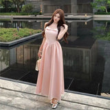 Purpdrank  Sweet Bow Waist-hugging Suspender Temperament New Summer Slim Dress