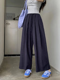 Purpdrank  High Quality Cotton Linen Wide Leg Pants Women Fahsion Solid Color Ankle-length Trouser Casual  All Match Streetwear Clothing