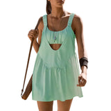 Purpdrank  Women Tennis Workout Mini Dress with Built in Bra and Shorts Set Summer Cut Out Sleeveless Athletic Golf Dress
