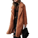 Purpdrank  Autumn Long Furry Women's Woolen Coat Casual Street Sle Straight Cut Suit European And American ulations Winter Faion