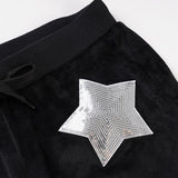 Purpdrank  Casual Sequined Star Pattern Flare Pants Y2K Basic Basic Low-Waisted Pants Women Autumn Spring Fashion Streetwear Ladies