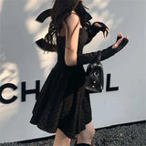 Purpdrank  Sweet Halter Neck Mini Dress Women Korean Chic Sexy Backless A Line Dress Female High Waist Elegant Party Night Vestido New