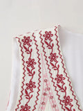 Purpdrank  Vintage V Neck Vest Jacket For Women Ethnic Floral Embroidered Spring Summer Jackets Crop Tops Boho Beach Vestes Coats