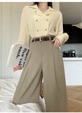 Purpdrank  High Qaulity High Waist Women's Casual Suit Pants 2025 New Office Lady Workwear Wide Leg Trousers Female Elegant Outwear Pants