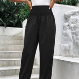 Purpdrank  Women's Elastic High-Waist Wide-Leg Pants 92073# Fashion for Ladies