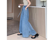 Purpdrank  Vintage High Waist Women's Denim Pants 2025 New Spring Summer Lace-up Casual Loose Lantern Wide Leg Jeans Pants Female