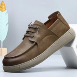 Purpdrank  Men's Casual Leather Shoes Outdoor Flat Designer Business Casual Walking Shoes British Style Lace Up Office Oxford Shoes