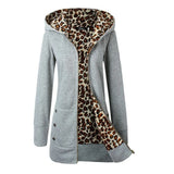 Purpdrank  Leopard Print Hooded Sweater for Women Fleece-Lined Casual Fashion Coat European American Style Women's Top in Stock