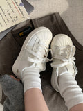 Purpdrank  Korean Chic Retro Shell Head White Shoes Women's New Versatile Laced Casual Sports Board Shoes De Xin Shoes Cross Buckle