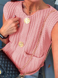 Purpdrank  Button Casual Retro Cropped Sweater Vest Women 2025 Summer Fall Fashion V-Neck Sleeveless Coarse Yarn Knitted Tops Female Jumper