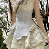 Purpdrank  Spring Summer New French Sweet Fairy Princess Puffy Dress Women Birthday Party Y2k Aesthetic Romantic Tea Break Chic Short Dress