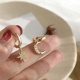 Fashion Classic Geometric Women Dangle Earrings Asymmetric Earrings of Star and Moon Female Jewelry