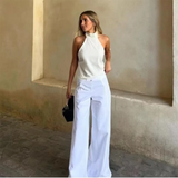 Purpdrank  Spring New Women's Fashion Style Casual Loose Versatile Mid Waist Wide Leg Pants