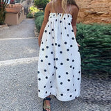 Purpdrank  Y2k Polka Dot Maxi Dress Vintage Spaghetti Strap Loose Fit Midi Dress Boho Beach Long Dresses Sundress for Women Going Out