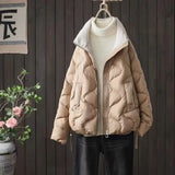 Purpdrank  Autumn Winter Quilted Jacket Women Clothing Warm Puffer Jacket Long Sleeve Parka Cotton-padded Coat Design Windproof Outerwear