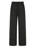 Purpdrank  Women Black Casual Pants Vintage y2k Ruched Low Rise Loose Straight Sweatpants Streetwear Basic Trousers Summer Fashion