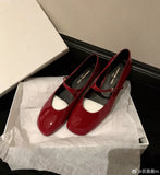 Purpdrank  Women Patent Leather Mary Janes Shoes Ladies  Summer New Fashion Square Toe Comfortable Pointed Toe Ballet Flat Casual Shoes