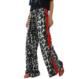 Purpdrank  Fashionable Leopard Print Women's Pants Spring New Product 2025 Splicing Loose Wide Leg Flared Pants Casual Long Pants For Women