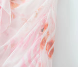 Purpdrank  Sexy Bow Ruffles V neck Tie-dye Print Mini Sling Dress Women Hollow Out Front Ruched Package Hips Irregular Robe Holiday