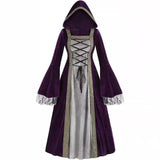 Purpdrank  Velvet High Waist Long Dress Women Medieval Tea Party Dress Victorian Era Bubble Sleeves