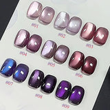 Purpdrank  6-Color 12ML Sea Blue Cat Eye Gel Nail Polish Adhesive Autumn Blue Glass Bead Cat Eye Nails Nail Art Nail Supplie