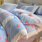 Purpdrank  Winter Double-sided Thickened Milk Flour Bed Set of Four Pieces with Warm Flange Coral Flour Quilt Cover and Flour Bed Sheet