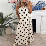 Purpdrank  Casual Sleeveless Hight Waist Long Dress Summer Sexy Off Shoulder Suspender Dress Lady Fashion Polka Dot Print Loose Party Dress