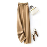 Purpdrank  Tall Women's Narrow Wide Leg Pants High Waist Drapey Straight Loose Casual Suit Pants Long Trousers in Beige Color
