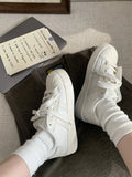 Purpdrank  Korean Chic Retro Shell Head White Shoes Women's New Versatile Laced Casual Sports Board Shoes De Xin Shoes Cross Buckle