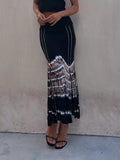 Purpdrank  Women Summer New Beach Style Simple Long Skirts Loungewear Fashion Printing Slim Vintage Patchwork Ladies Skirts Streetwear