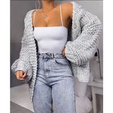 Purpdrank  Luxury Knitted Cardigan Women Lazy Sweater New V-neck Long Sleeve Cardigan Autumn Knit Coat Fashion Winter Warm Outerwear Solid