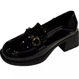 Purpdrank  Women's Loers Spring New Sle Anti-slip Thi Heel Comfortable Work oes Briti Sle round Toe Ultra-suede Lined R...
