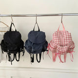 Purpdrank  Bowknot Silver Backpack Large Capacity Casual Student Nylon Small Backpack Bag Fashionable Sweet Travel Daily Commute Schoolbag