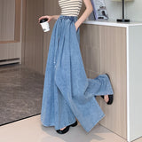 Purpdrank  Vintage High Waist Women's Denim Pants 2025 New Spring Summer Lace-up Casual Loose Lantern Wide Leg Jeans Pants Female