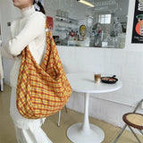 Purpdrank  Colorful Plaid Shoulder Bags for Women Large Capacity Portable Ladies Tote Underarm Bag Travel Outdoor Female Casual Handbags