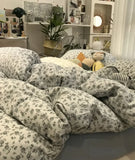 Purpdrank  European american rustic beding set,single double gray cotton twin full queen home textile flat sheet pillow case duvet cover